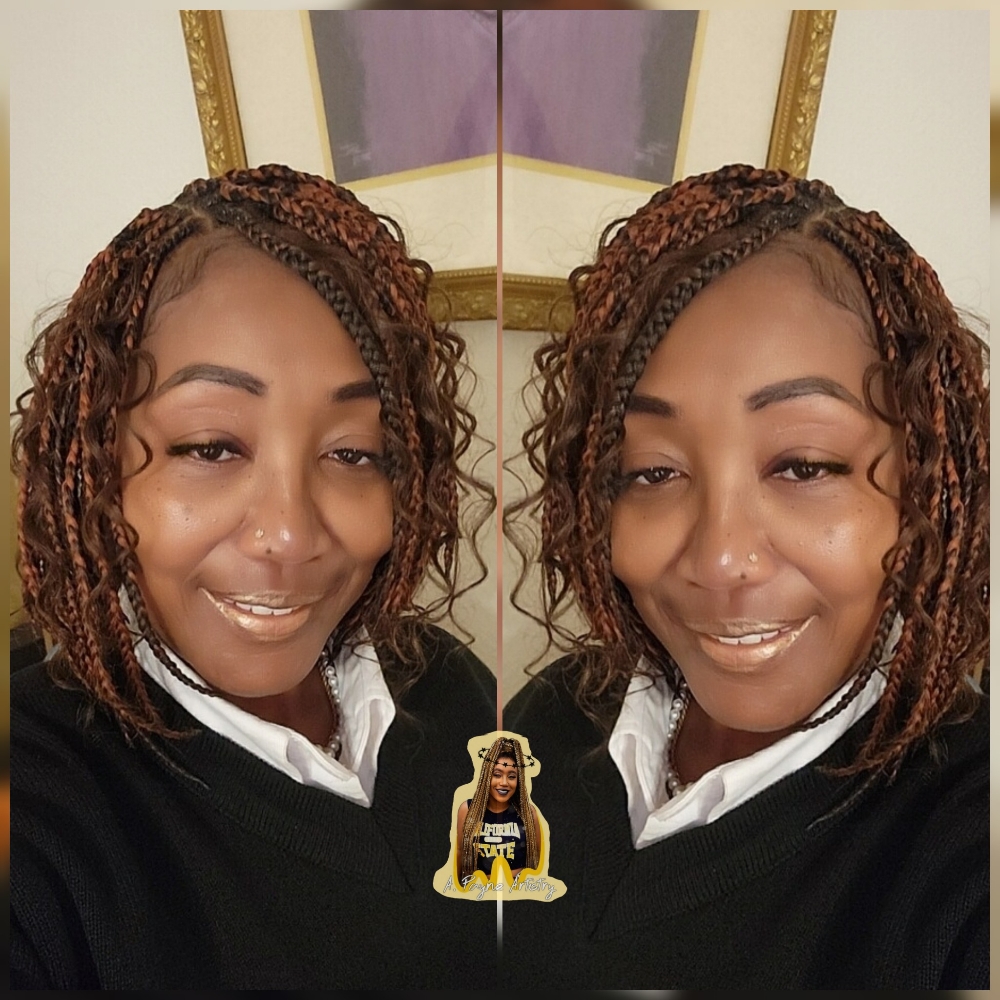 Traditional Box Braid Bob w/ Boho at Tanya Chamberlain in Stockton, CA