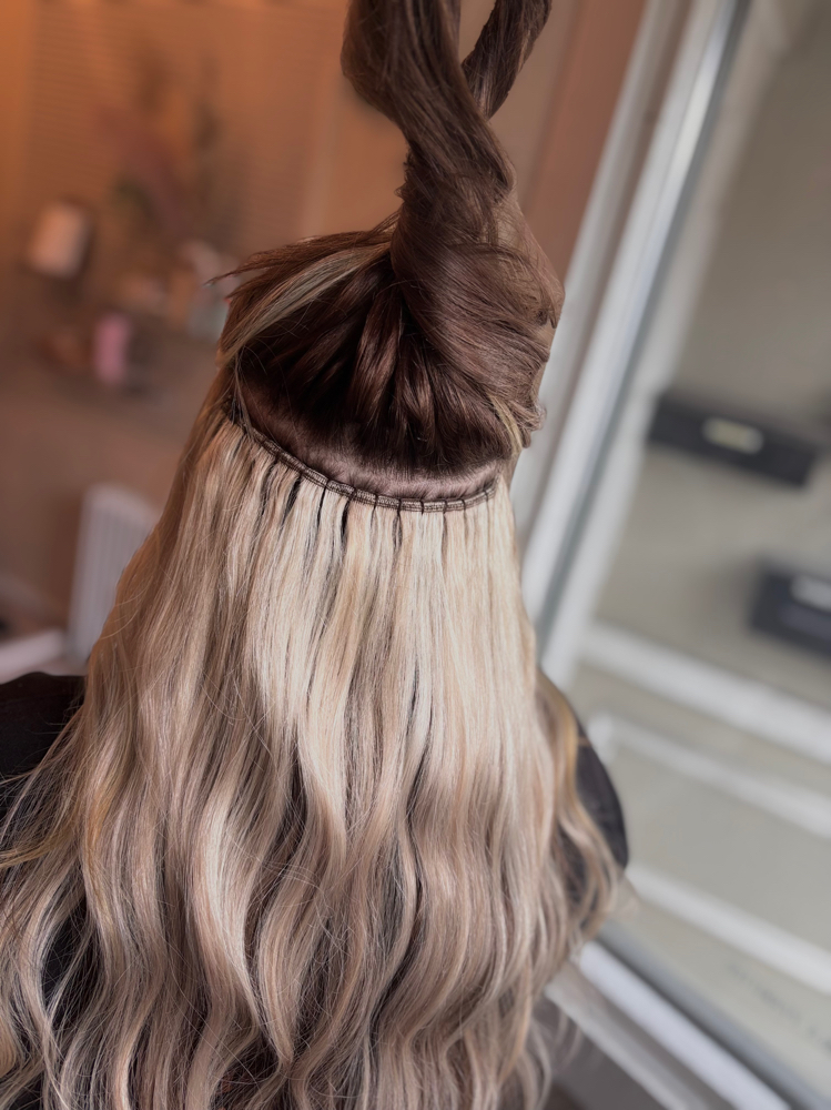 Hand Sewn Hair Extention Install