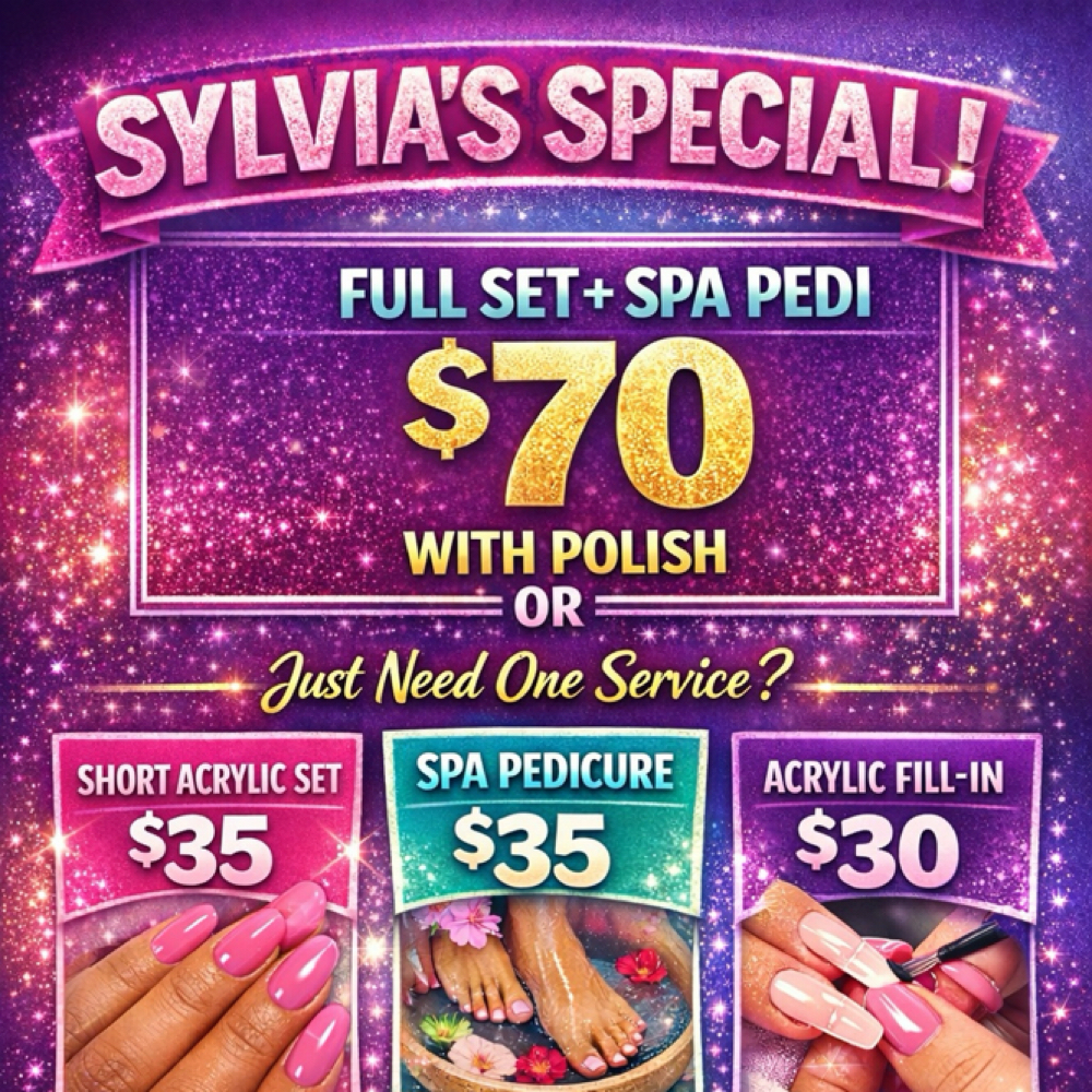 Sylvia’s SPECIAL ACRYLIC Short Set at Nailed It! Nail Salon in Hudson, FL