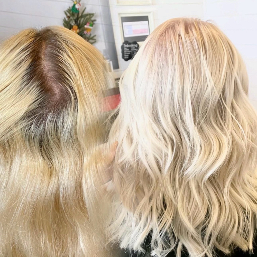 Platinum Root Retouch at HAIR • AESTHETICS • CONFIDENCE in Brownwood, TX