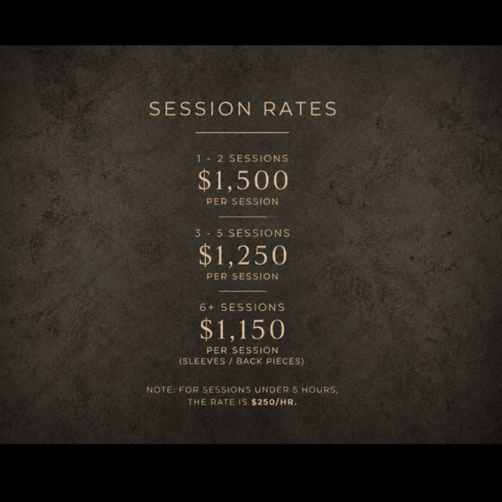 Pricing Guide at Inner Work Tattoo Studio in Fontana, CA