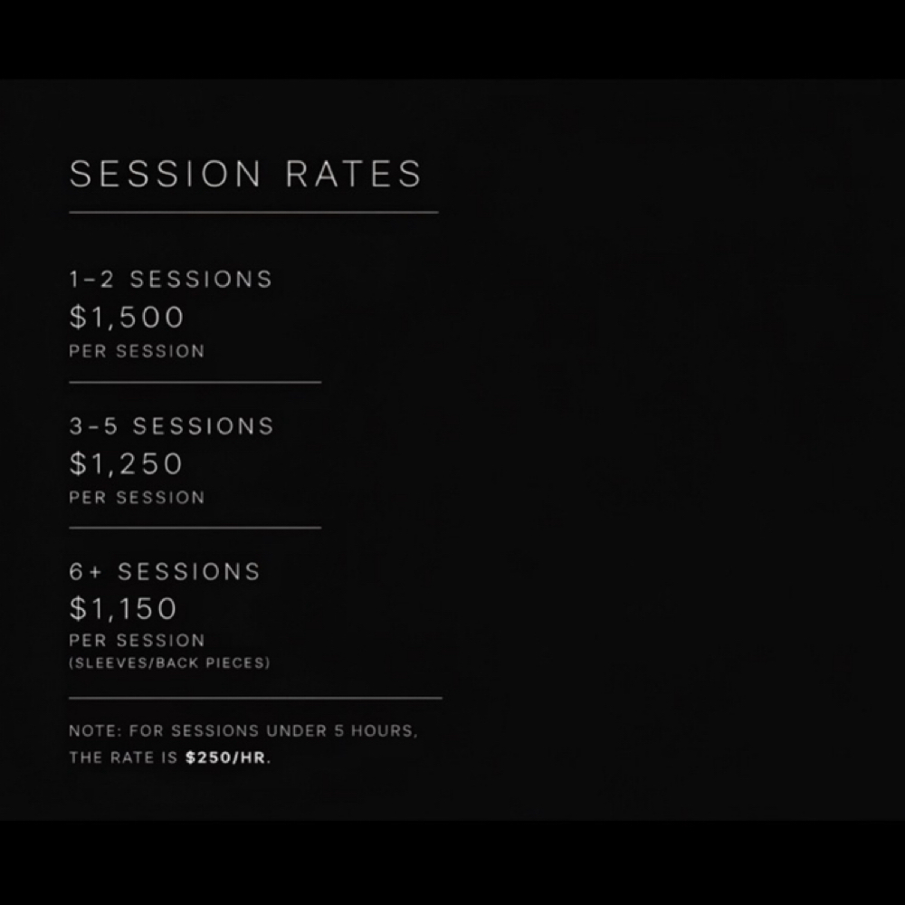 Pricing Guide at Inner Work Tattoo Studio in Fontana, CA