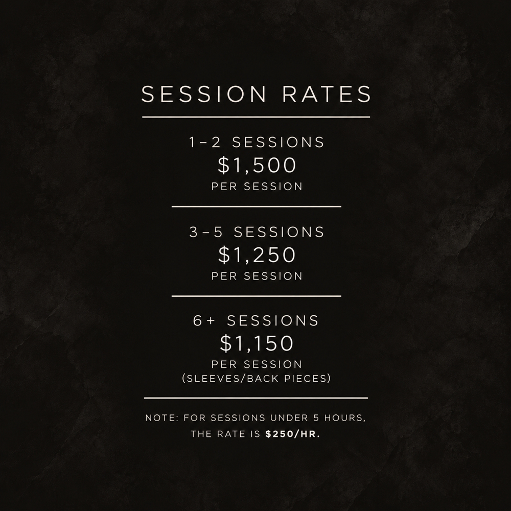 Pricing Guide at Inner Work Tattoo Studio in Fontana, CA