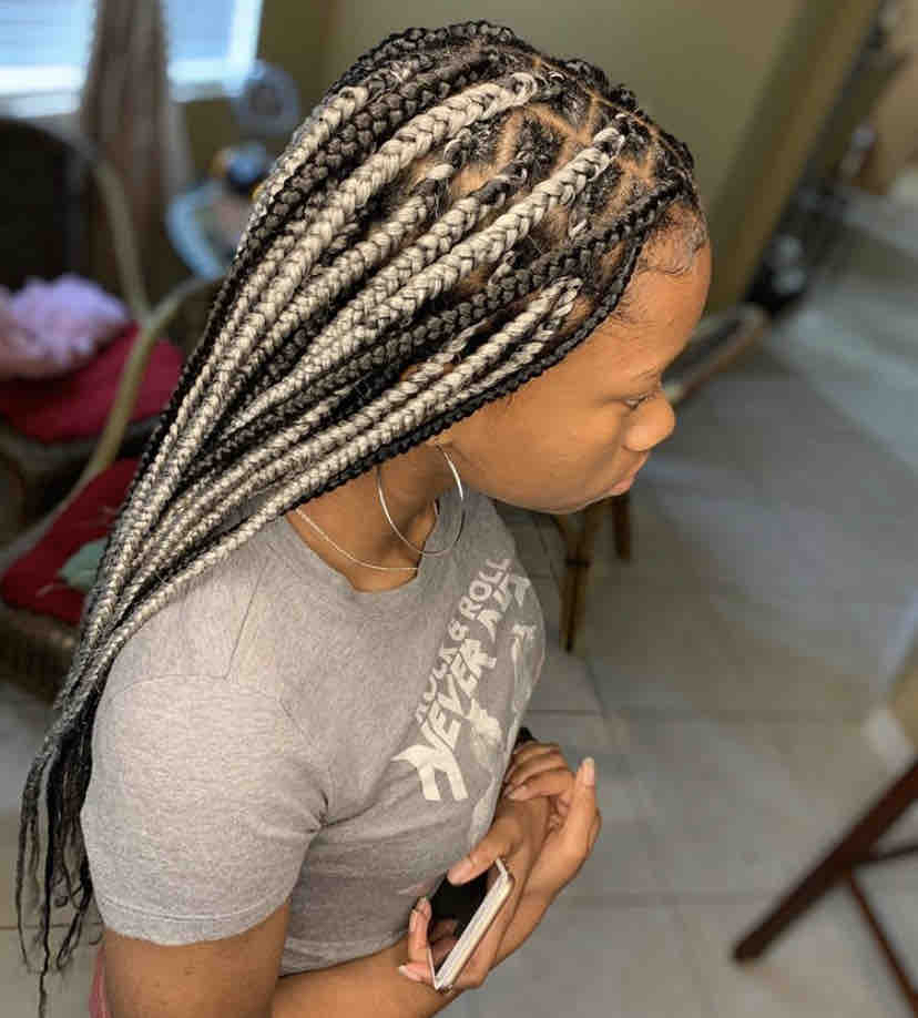 Medium knotless braids Midback