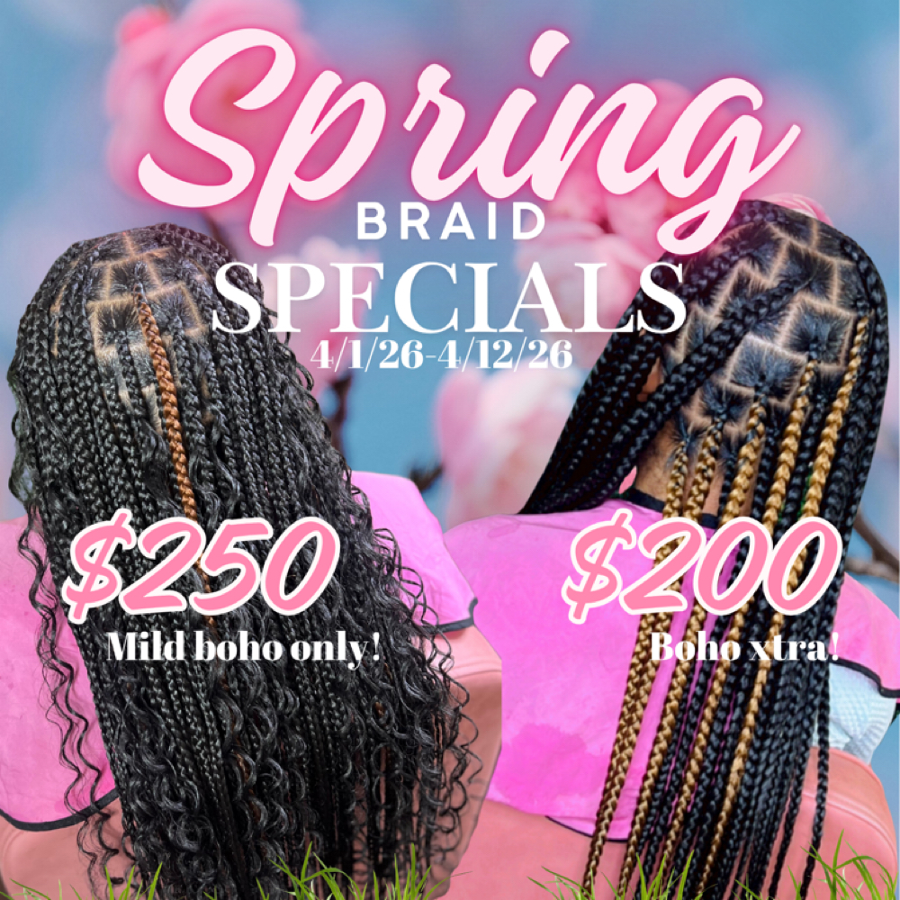 Spring Boho Special at Mejko braid studio in Long Beach, CA