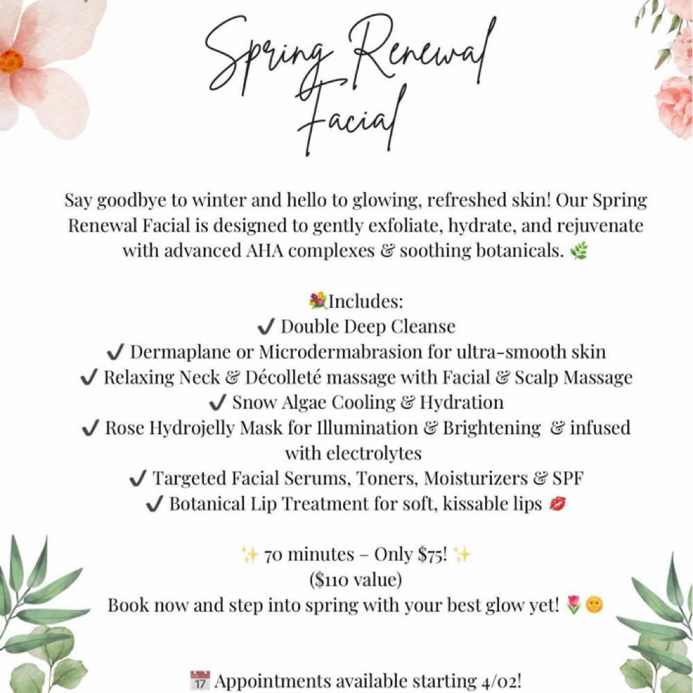 April Spring Renewal Facial at Magnolia & Moss Esthetics by Vanessa Burton in Somerset, KY