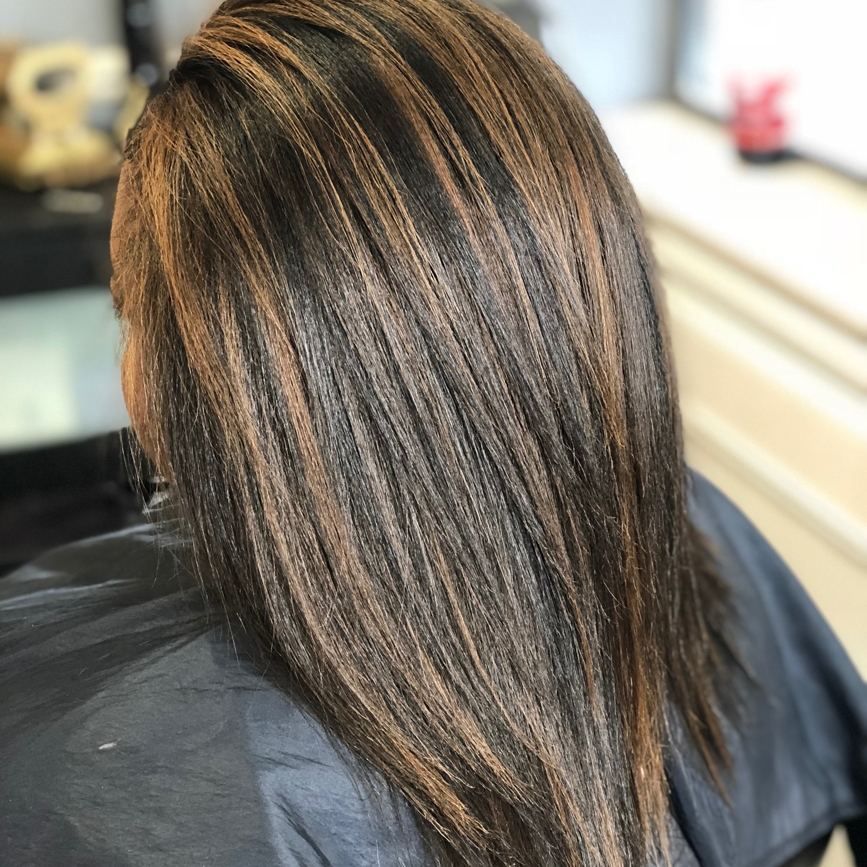 Silk press with Highlights at Styles by Meeshell in Kingsland, GA