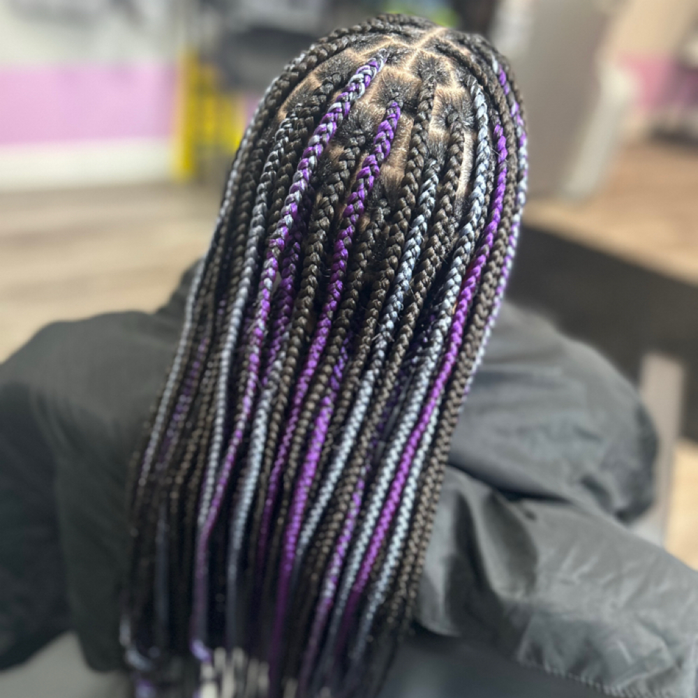 Smedium Knotless Braids at Blissfully Braiding Beauty Bar in Overland Park, KS