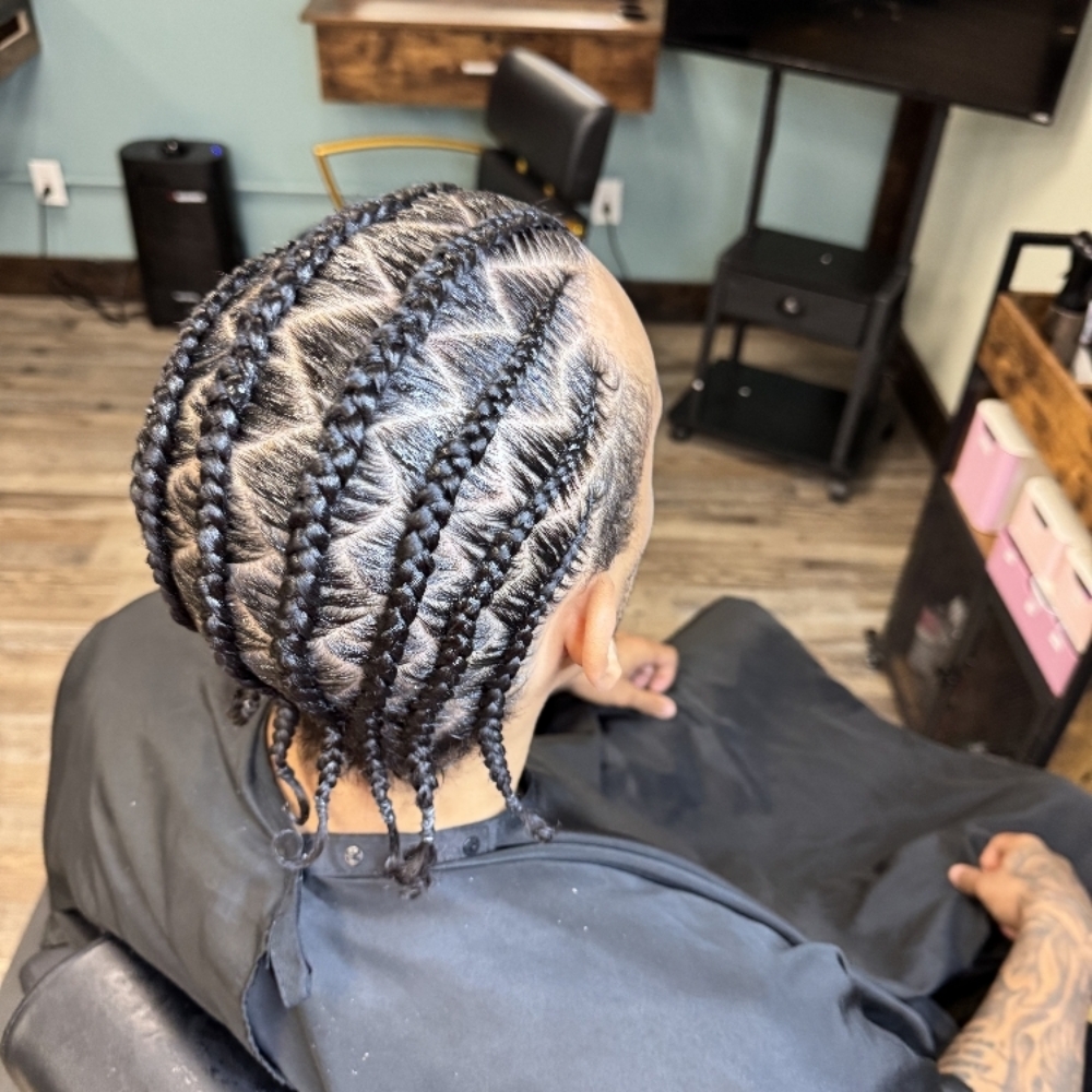 Men’s cornrows at Blended Edge Salon in Great Falls, MT