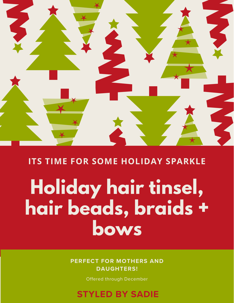 Holiday Hair Tinsel, Hair Beads,etc at Styled By Sadie in Westborough, MA