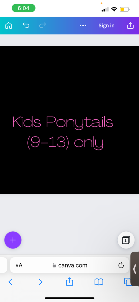 Kids ponytails Ages (9-13 Only)