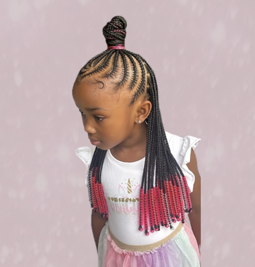 UPDO CORNROWS W/ KNOTLESS BRAIDS