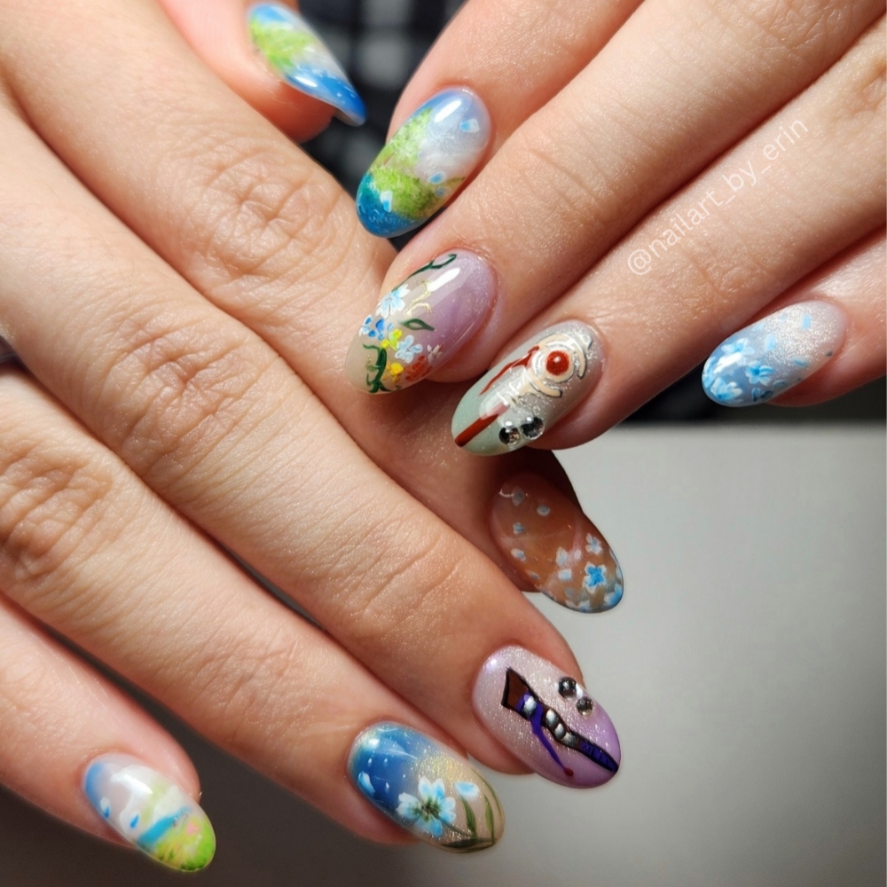 Dry/E-file mani + Level 5 nail art at nailart_by_erin in The Woodlands, TX