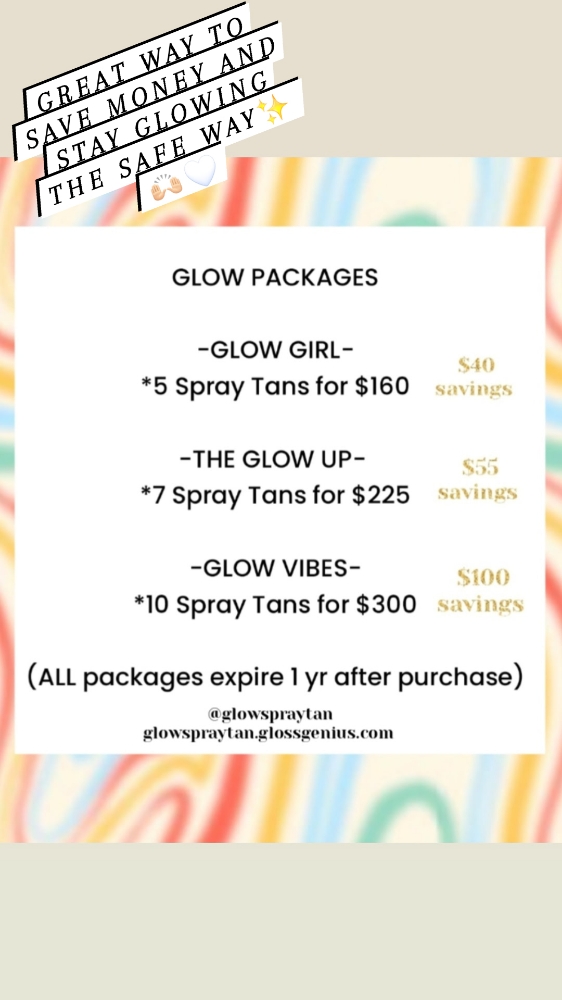 The Glow Up 7 Tan Package $225