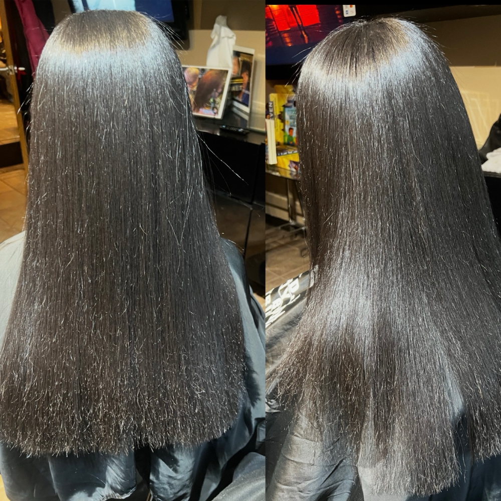 Silk Press On Extra Long HairLength at NERDY GIRL BEAUTY STUDIO ✨✨ in 48034