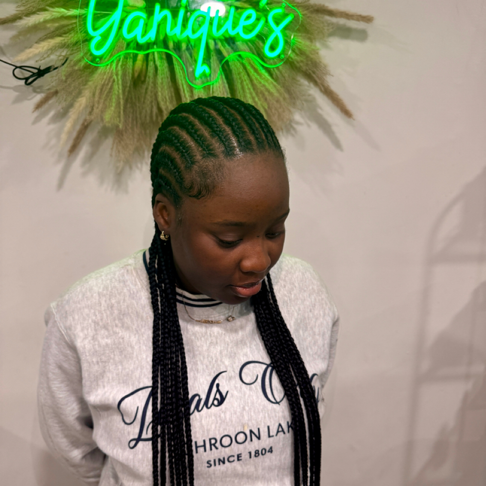Straight Back Cornrows at Yanique's Beauty Bar in Everett, MA