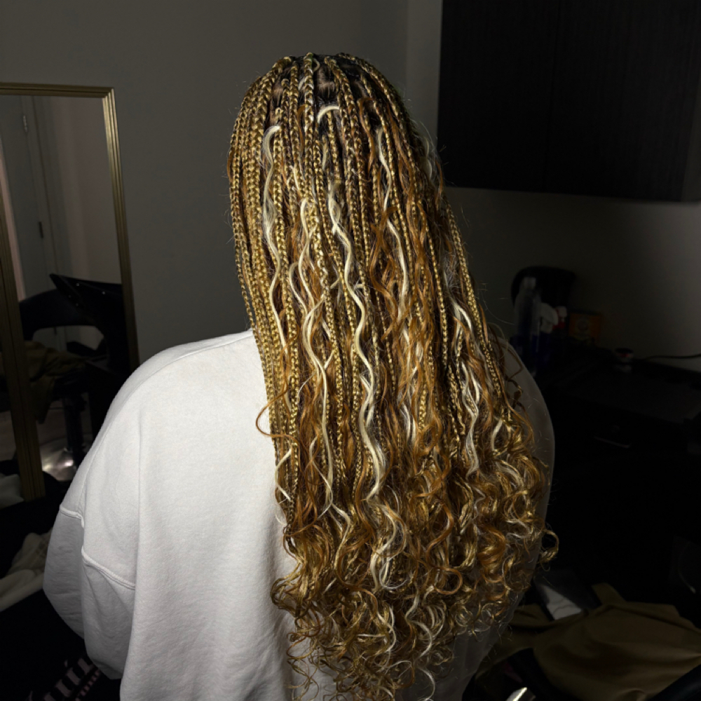 Smedium Waist Length Boho Knotless at The Braid Studio in Arlington Tx, TX