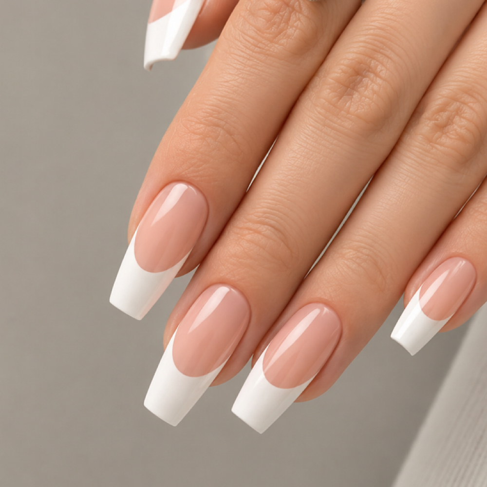 Nail Art- Deep French Shape at 7 1 8 Beauty Bar in Hoboken, NJ