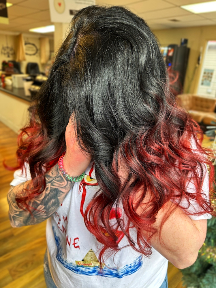 Balayage with Two Solid Colors