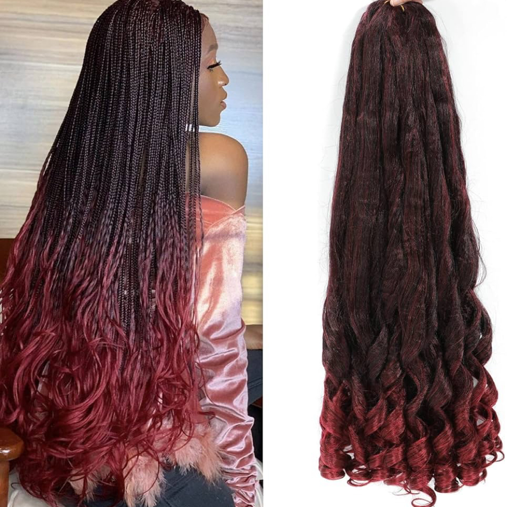 BOX BRAIDS WITH FRENCH CURLS - $222 at Bignon's Hair Braiding - South Tryon in CHARLOTTE, NC