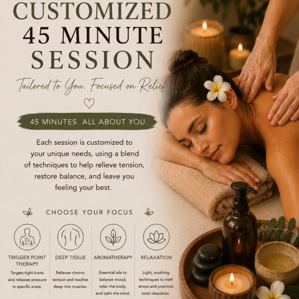 Customized Massage 45 Minute at Kalm & Glow in Fortmill, SC
