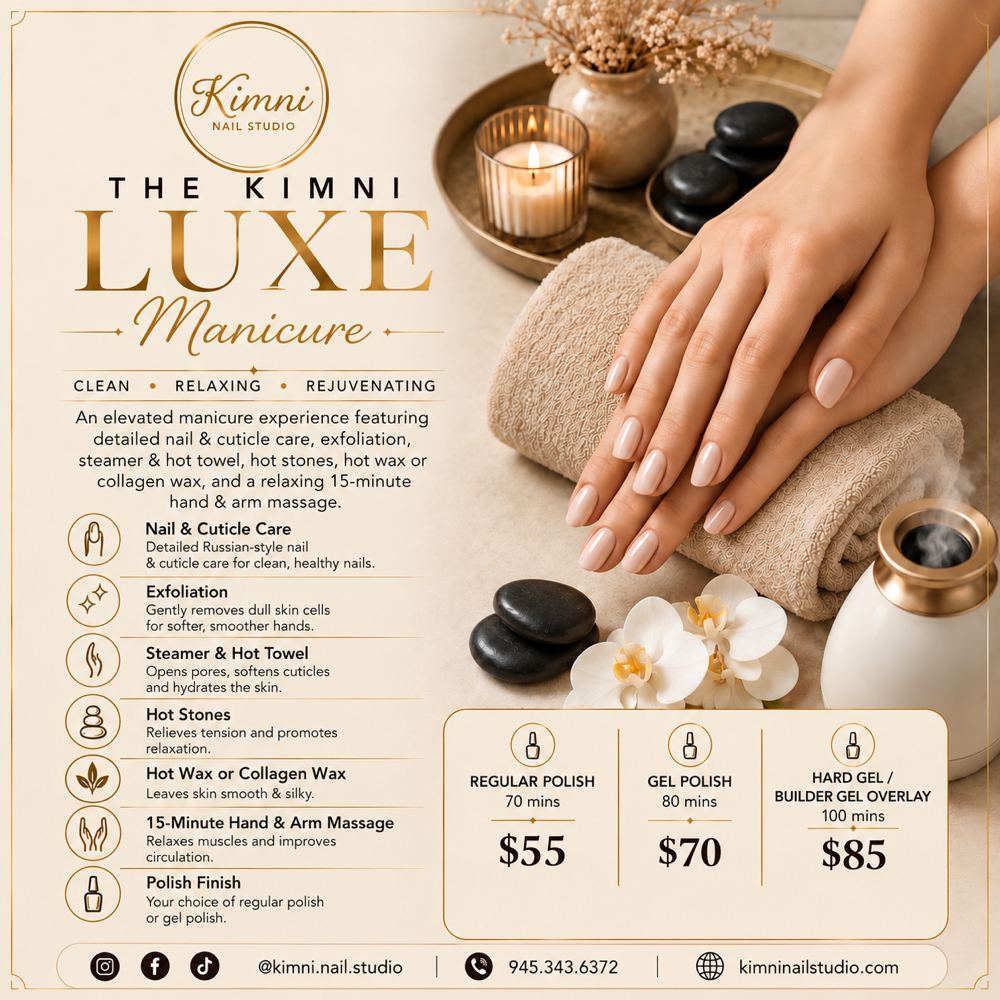 The Kimni Luxe Manicure at Kimni Nail Studio in Red Oak, TX