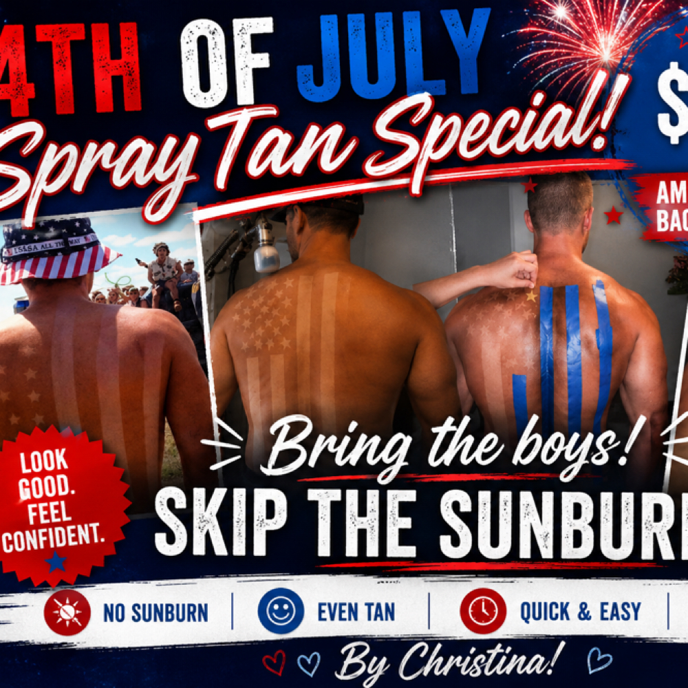 4th Of July Back Spray Tan at Face and Body Day Spa in Bayfield, CO