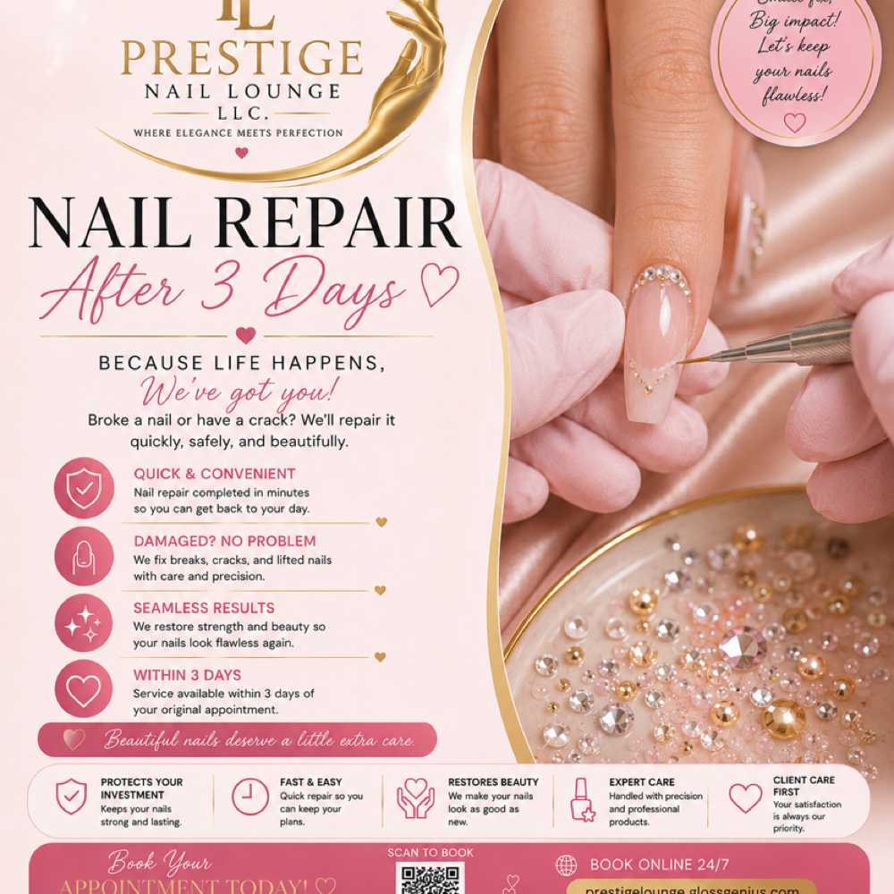 Nail Repair After 3 Days at Prestige Nail Lounge LLC in Chattanooga, TN