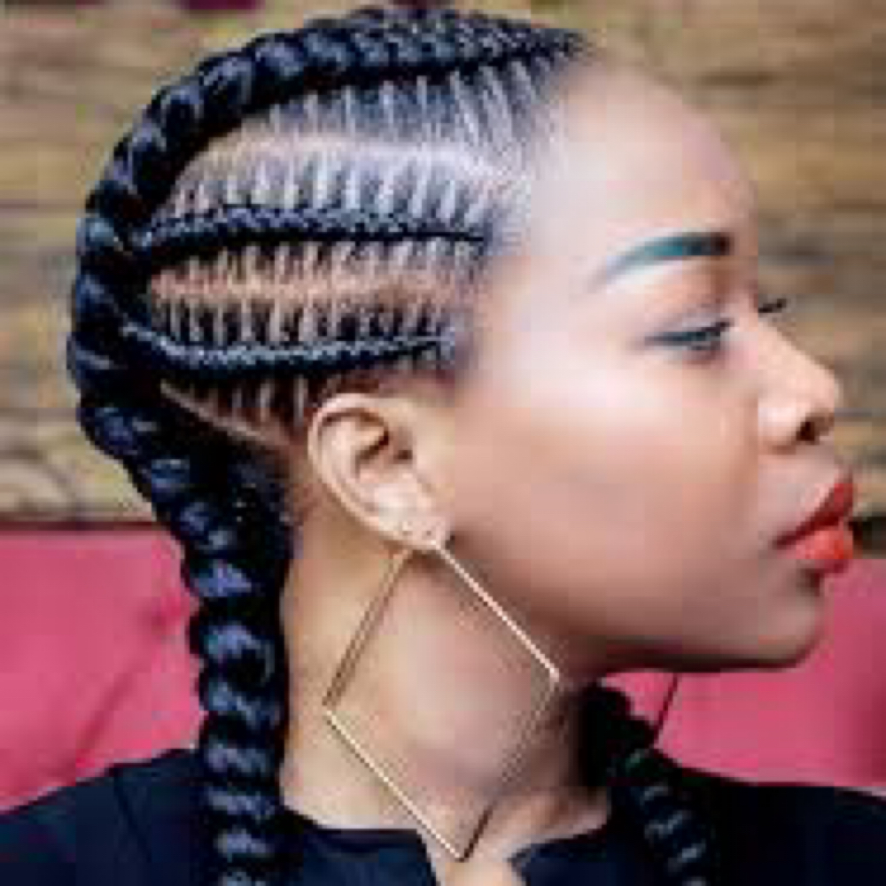 2 Braid Cornrow With Side Design