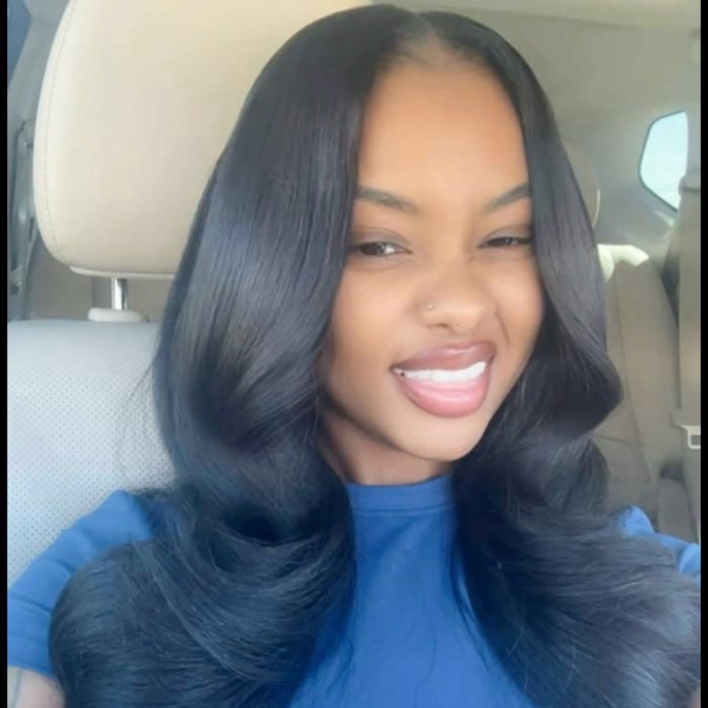 Middle Part Quick Weave w/ Curls at Prestige Beauty Lounge in Pittsburgh, PA