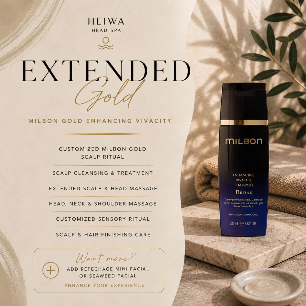 Extended Gold Ritual at The Heiwa Head Spa in Fort Myers, FL