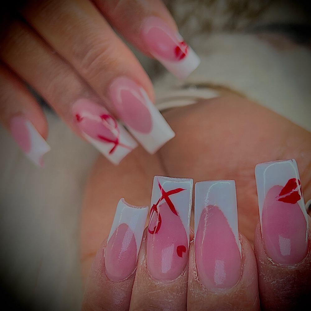 Fullset French Tips With Hand Art at Rebel nails in New York, NY