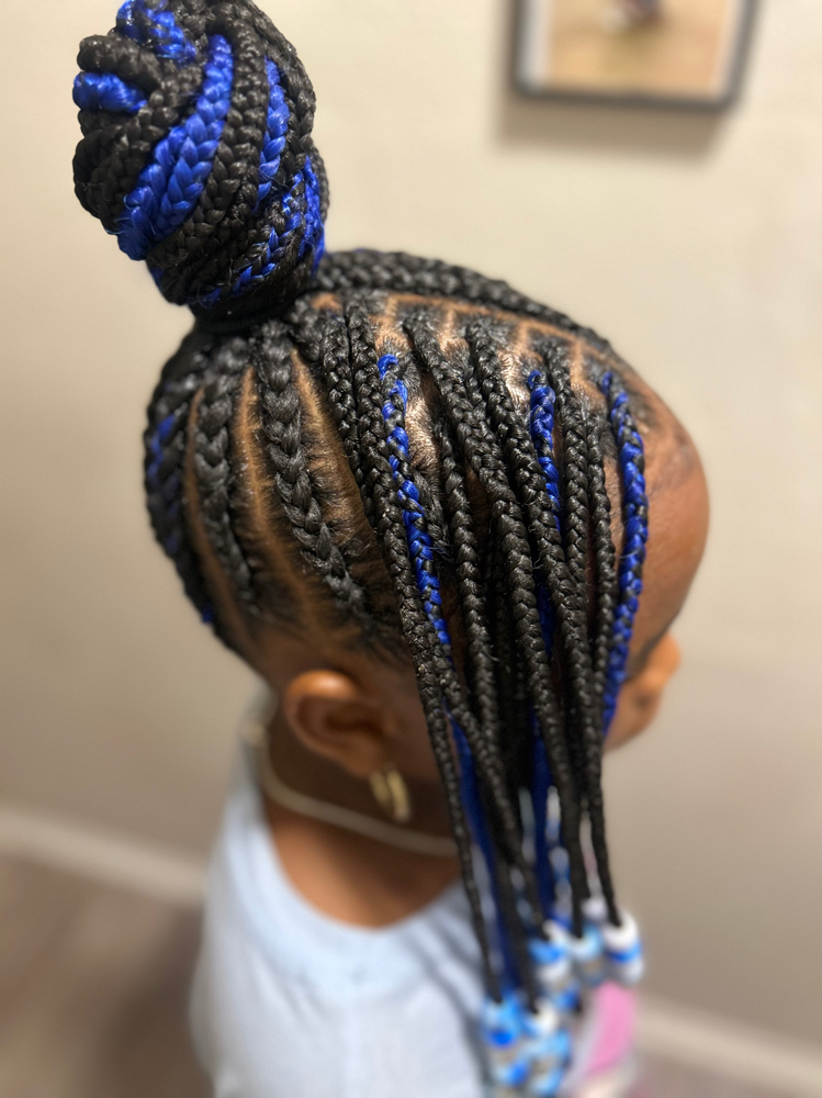 Kids Braided Bun W/ Knotless Bang
