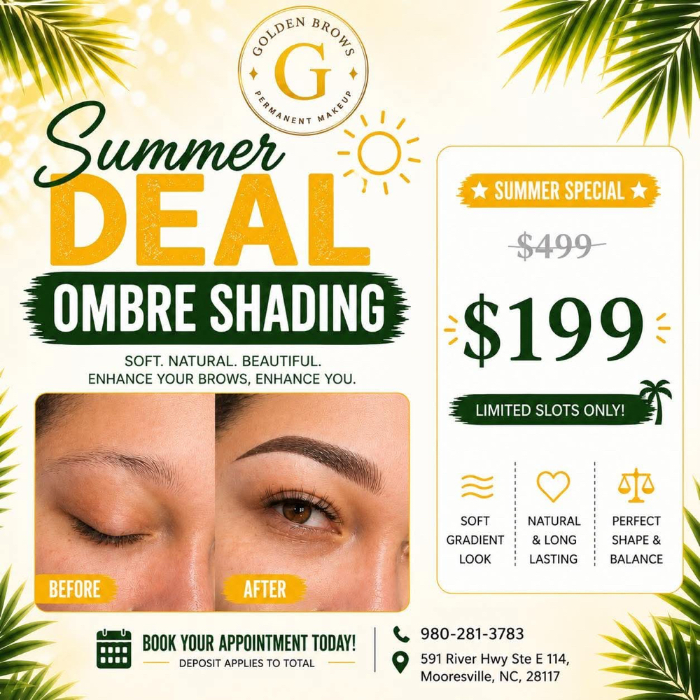 Ombre Shading Brows at Golden Brows PMU in Moreville, NC