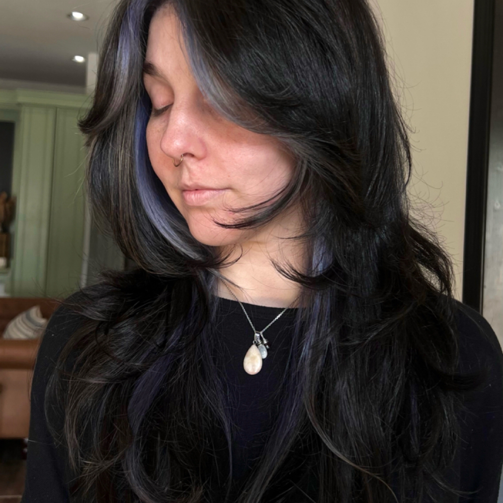 Custom Layered Cut + Blowout Style at New Moon Studio in Southaven, MS