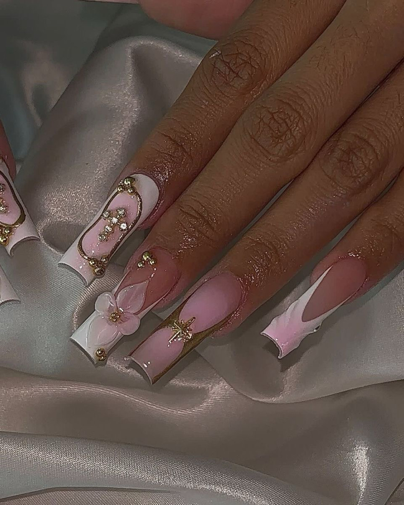 Long length full set acrylic nails