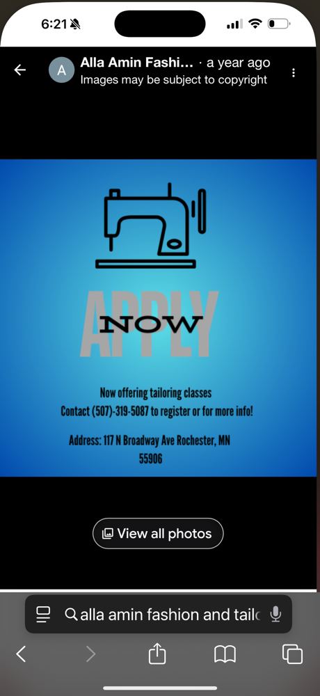 Tailoring Class at Alla Amin Fashion & Tailor in Rochester, MN