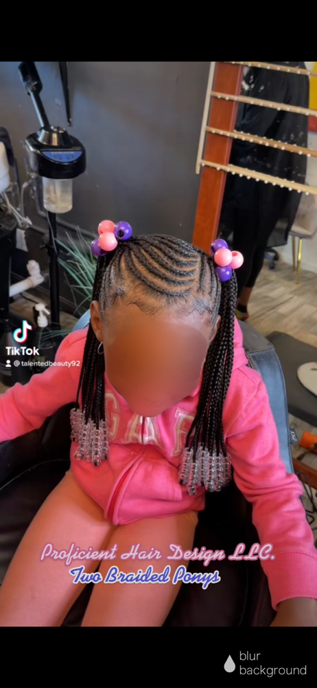 2 Braided Ponys(Weave At Ends)(7-9)