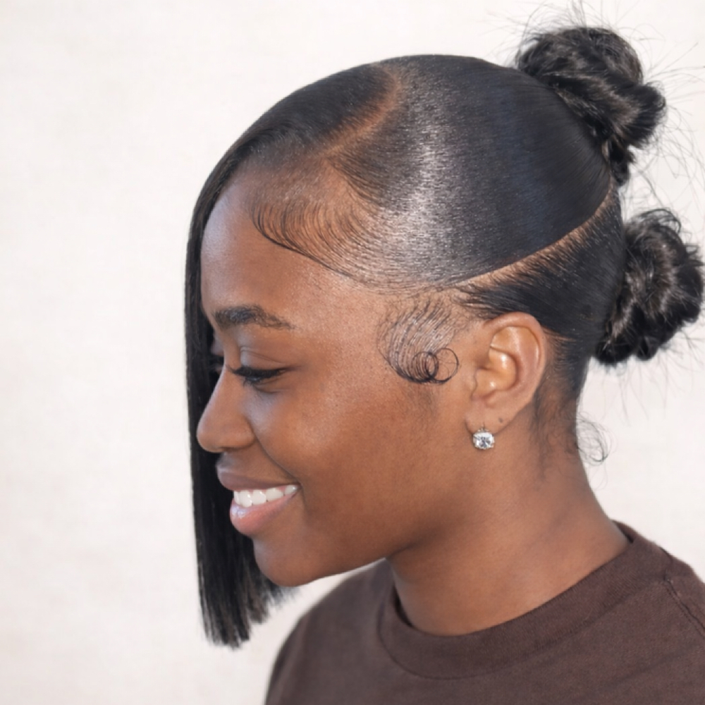 Two Knot Bun With Bang W/ Hair 18” at Touchbyjay in Chicago, IL