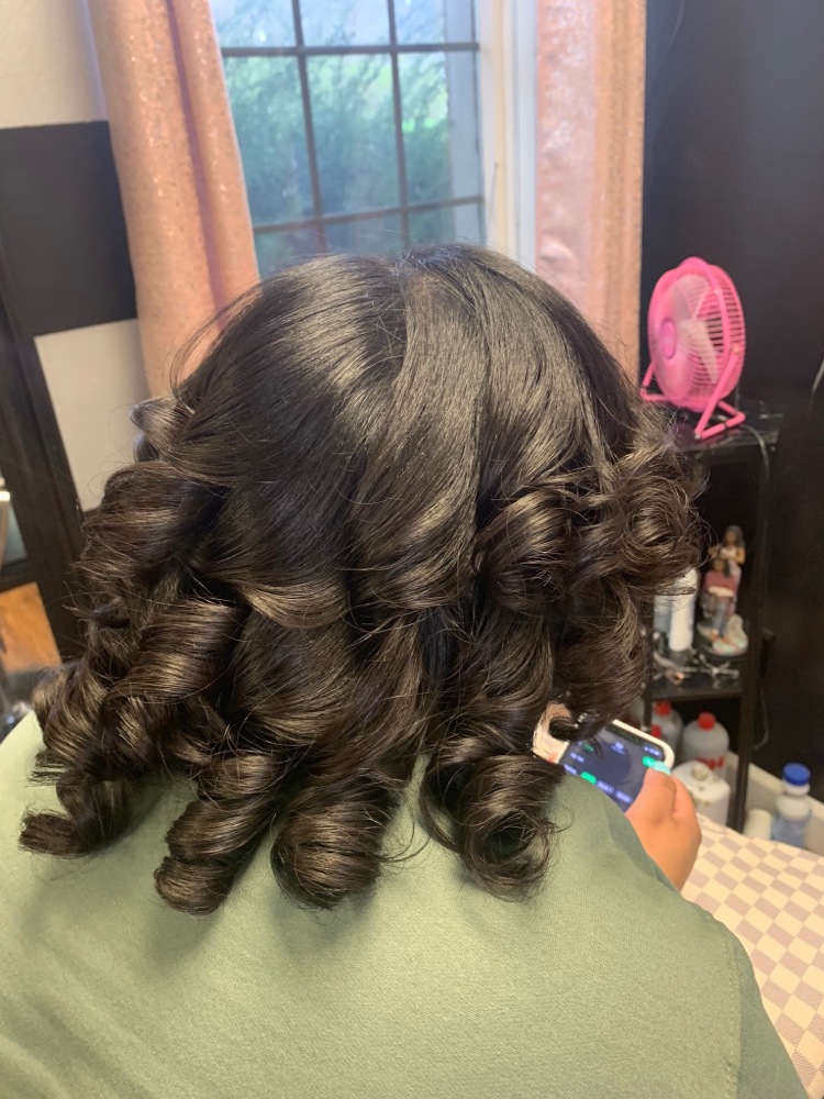 Silk Press With Curls