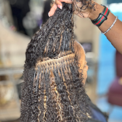 K-tip Install plus hair at Blossoms HTX Hair Studio in Spring, TX