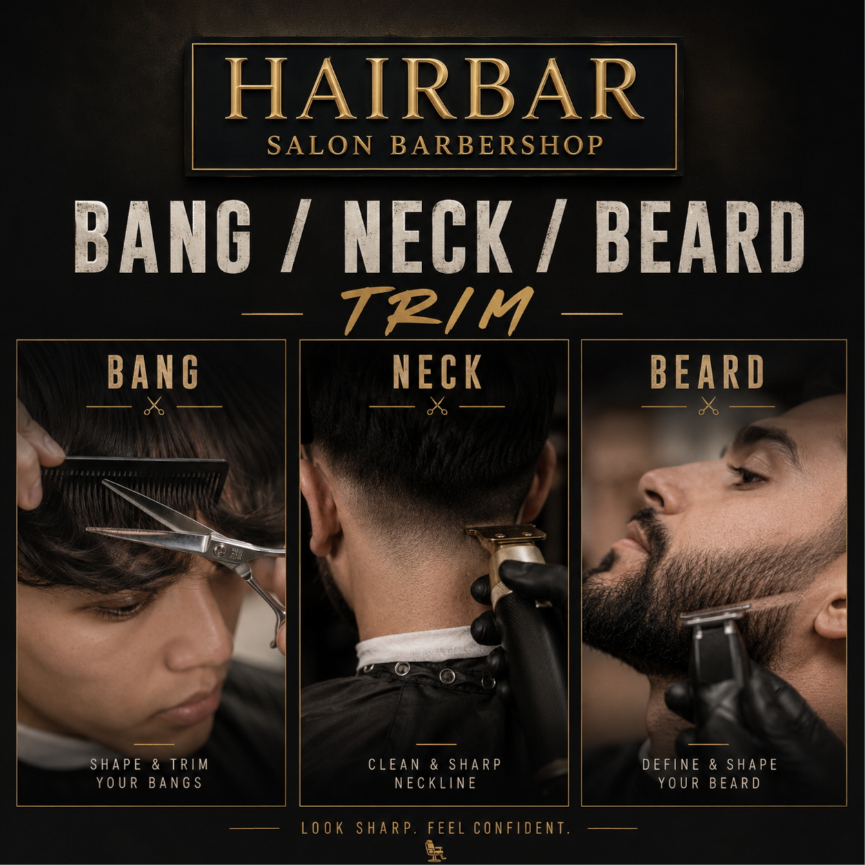Bang/Neck/Beard Trim at HairBar Salon BarberShop in Cross Roads, TX