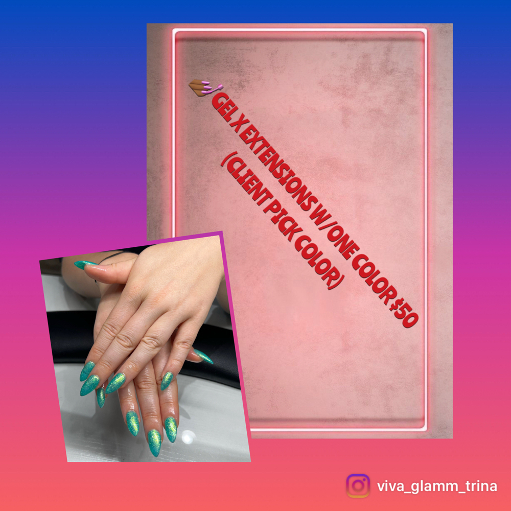 Gel X Extensions W/One Color $50