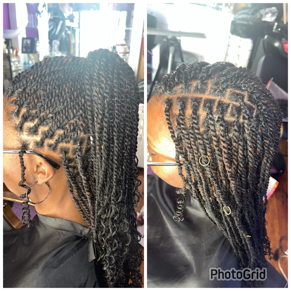 Natural Twist (client Supply Hair ) at Kay’s Touch of Klass Hair & Beauty Studio in Converse, TX