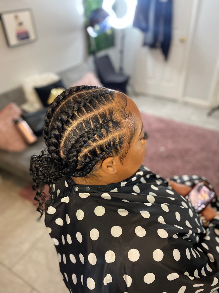 6 Stitch Feeding Cornrows w/ Hair