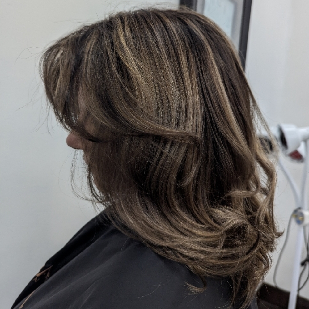 Partial Highlight at Maddie Almond Hair in Burleson, TX