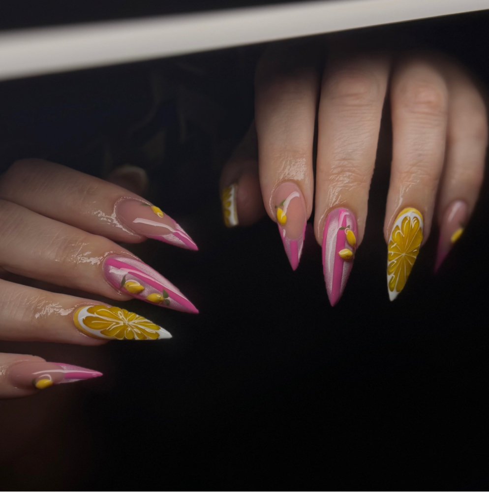 full set custom design [long] at B.M.E Nails in Terre Haute, IN