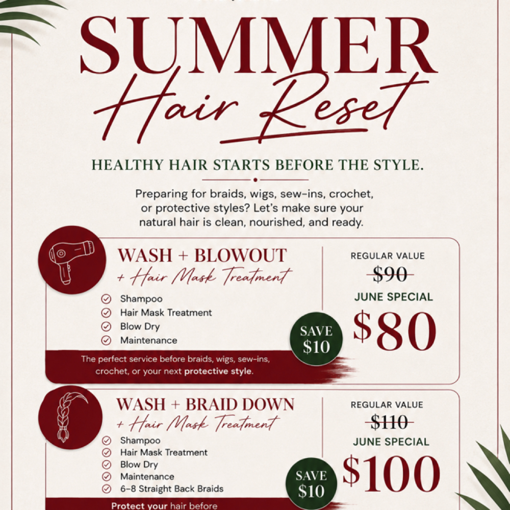 Wash + Blowout : Summer Special at Beauty By Q🌿 in Kent, OH