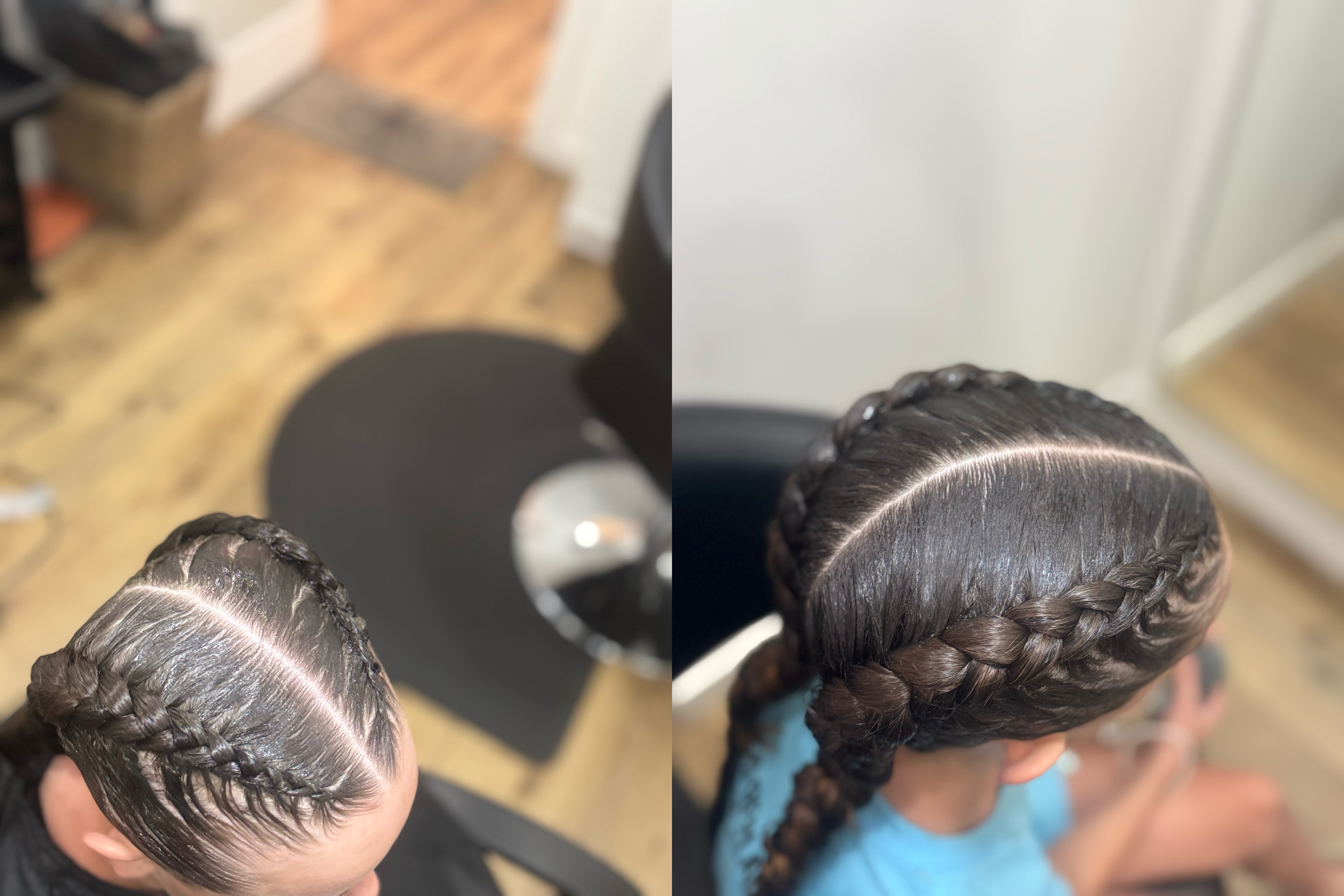 Two French Braid Feed In at Michou  HairBraiding in Anaheim, CA