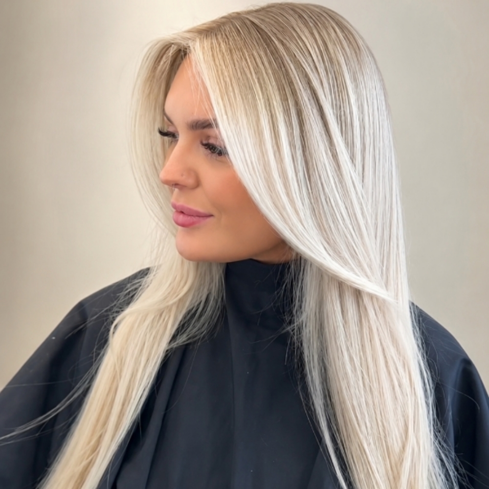 Full Highlights + Color Retouch + Toner + Blow Out at Dreamcuts and Styles Hair Salon in Fulshear, TX
